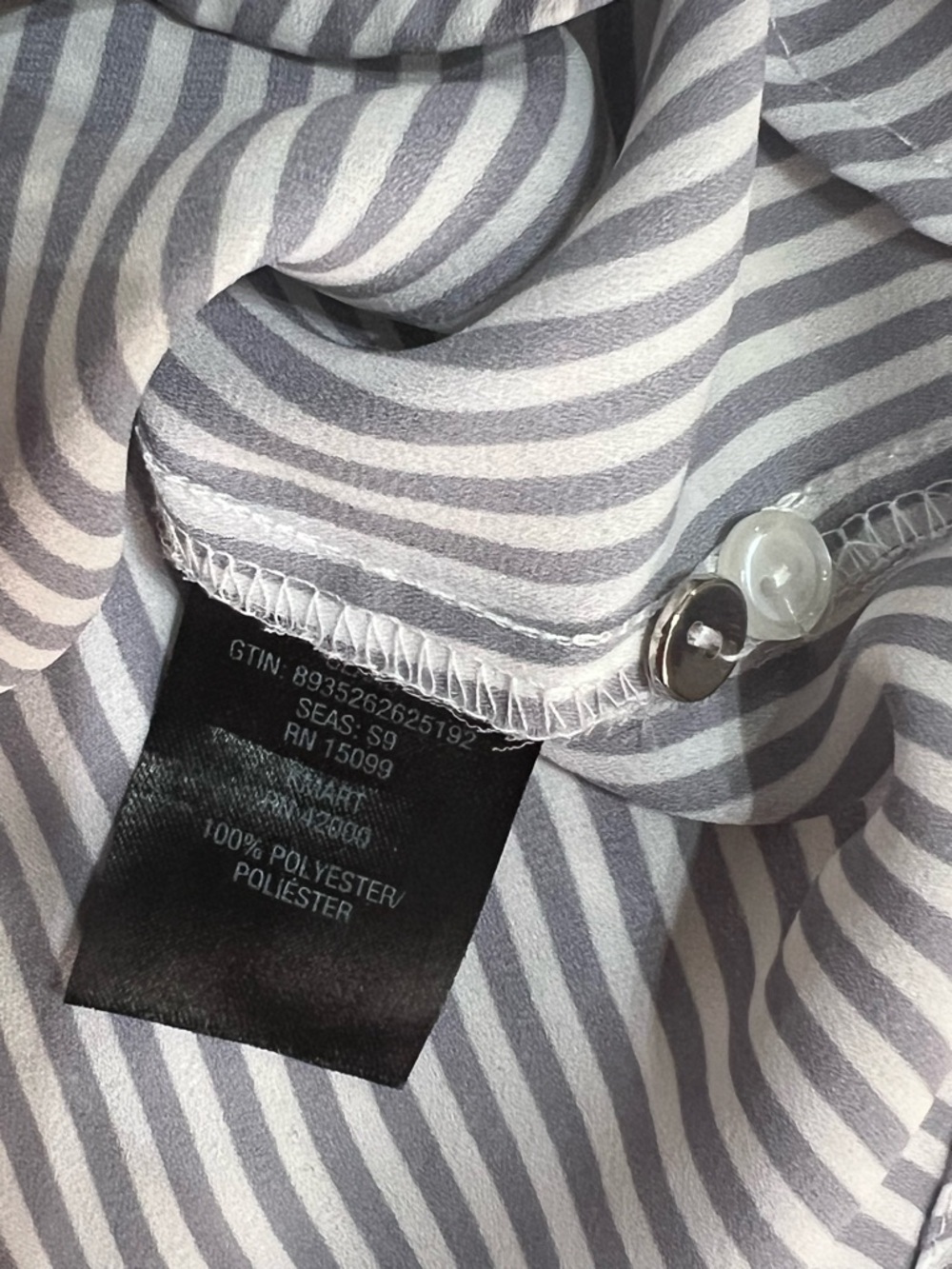 NWOT Simply Styled Women's Vertical Stripe Button Down Shirt White & Gray Sz S - Picture 9 of 9